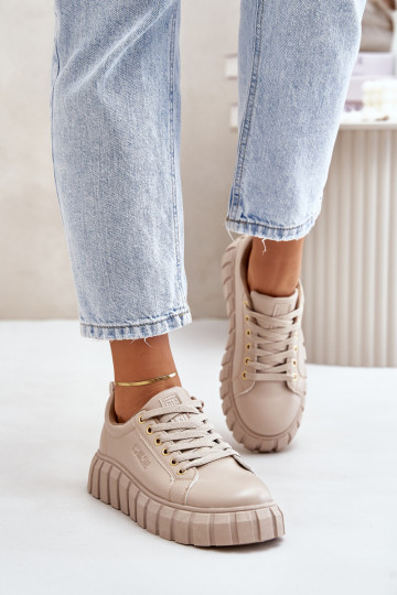 Women's Big Star MM274618 beige insulated sneakers