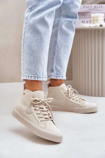 Insulated Corduroy Women's Sneakers Big Star OO274771 Hi-Poly System Beige 2