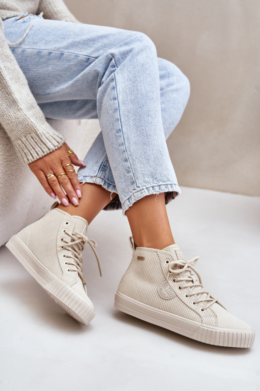 Insulated Corduroy Women's Sneakers Big Star OO274771 Hi-Poly System Beige Insulated Corduroy Women's Sneakers Big Star OO274771 Hi-Poly System Beige