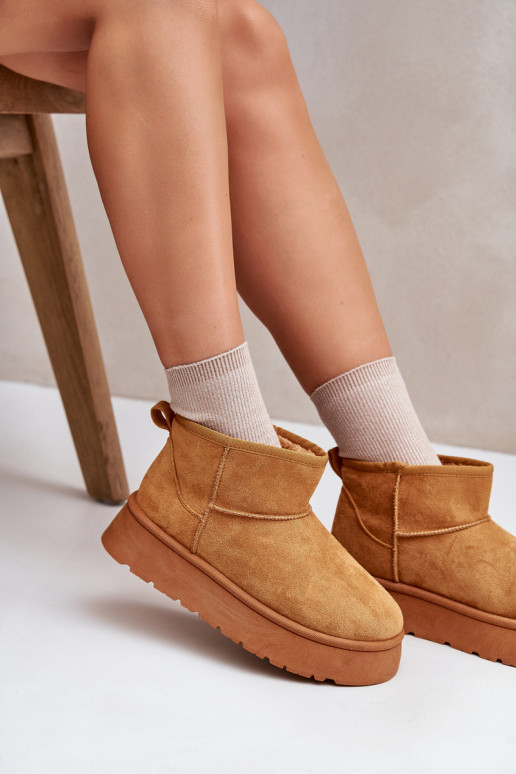 Low snow boots Women with platform warmed with fur inside brown color Saldren Low snow boots Women with platform warmed with fur inside brown color Saldren