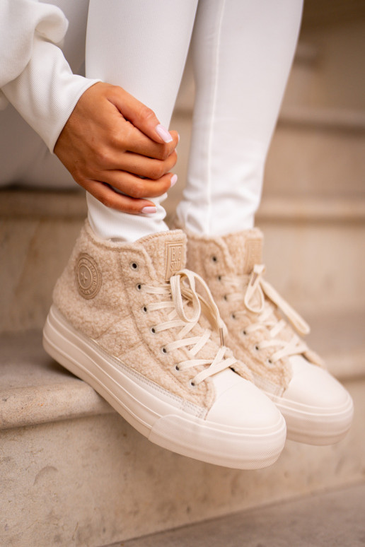 Insulated Women's Sneakers With Sheepskin Type Big Star OO274A444 Beige Insulated Women's Sneakers With Sheepskin Type Big Star OO274A444 Beige