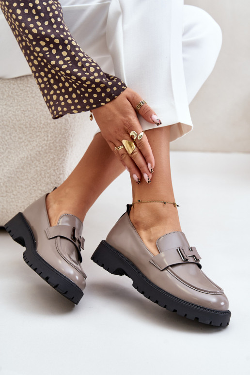 Women's patent loafers Vinceza grey