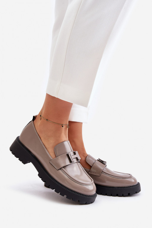 Women's patent loafers Vinceza grey