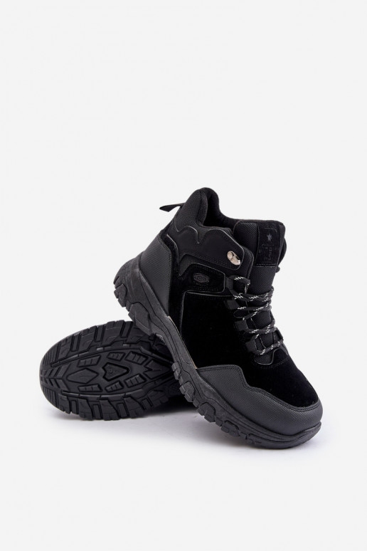 Insulated Men's Hiking Shoes With Laces Black Zerista