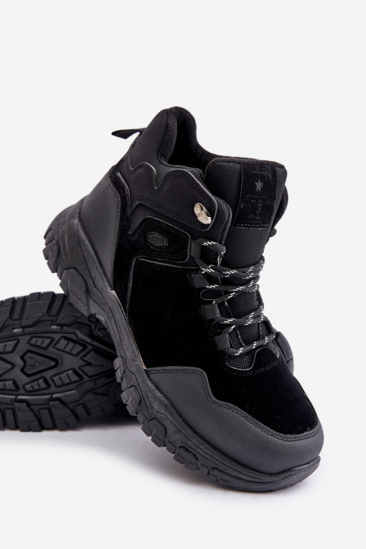 Insulated Men's Hiking Shoes With Laces Black Zerista