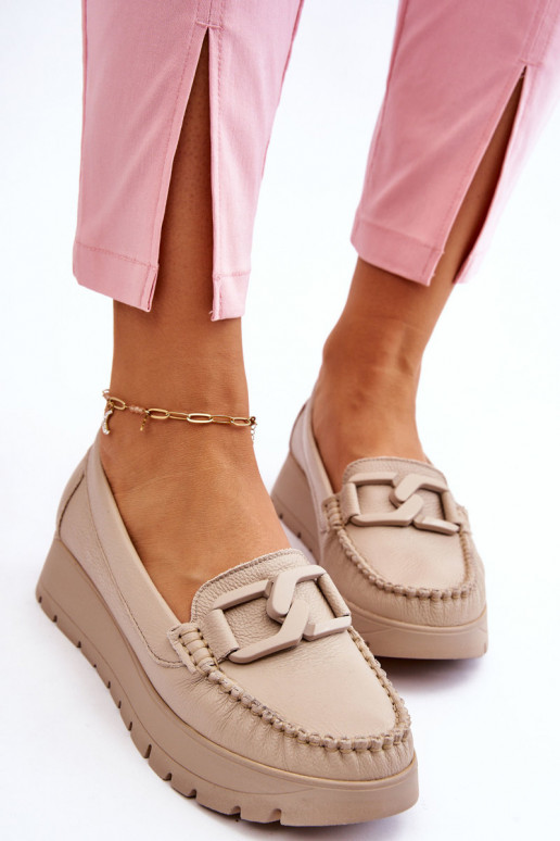 Platform loafers with ornaments in...