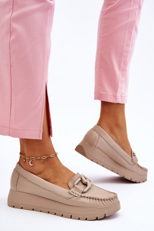 Platform loafers with ornaments in...