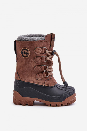 Wysokie Ciepłe Śniegowce Dziecięce Ze Ściągaczem Lee Cooper LCJ-24-44-2842K Brązowe 2