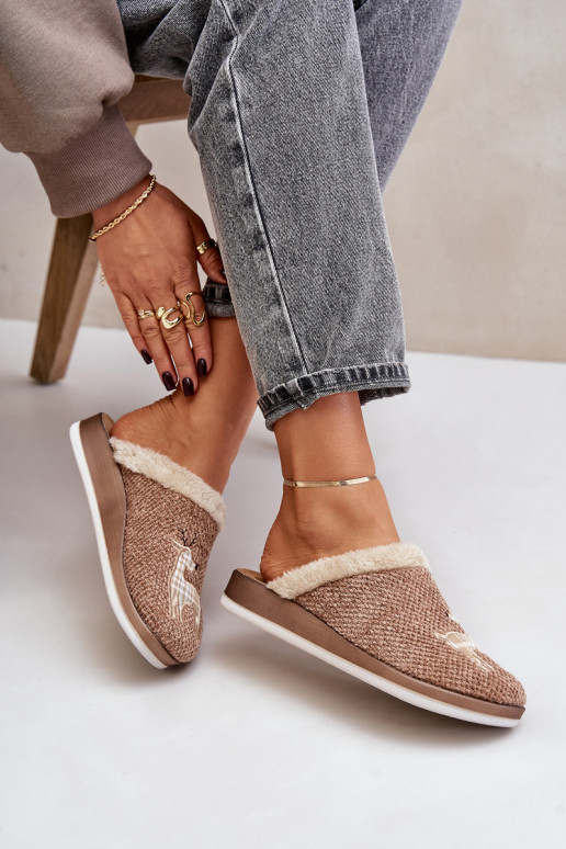 Women's Slippers With Reindeer Inblu CT000034 Beige Women's Slippers With Reindeer Inblu CT000034 Beige