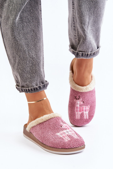 Ladies Slippers With Reindeer And Fur Inblu CT000034 Pink 2