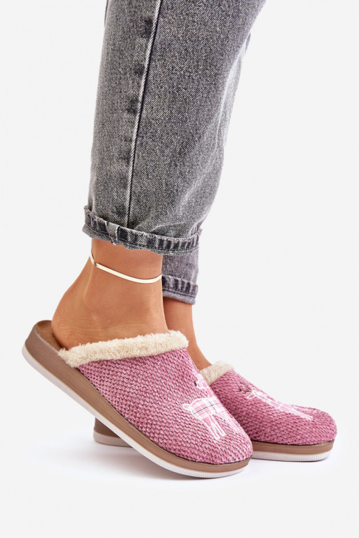 Ladies Slippers With Reindeer And Fur Inblu CT000034 Pink