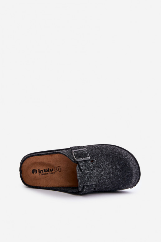 Comfortable Men's Slippers With Buckle Inblu Graphite SI000019 Comfortable Men's Slippers With Buckle Inblu Graphite SI000019