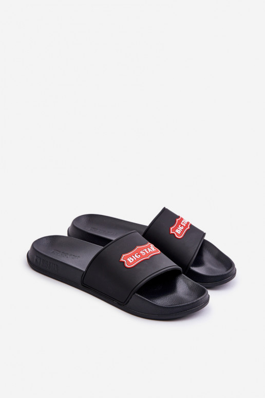 Men's Slippers With Logo Big Star OO174028 Black Men's Slippers With Logo Big Star OO174028 Black