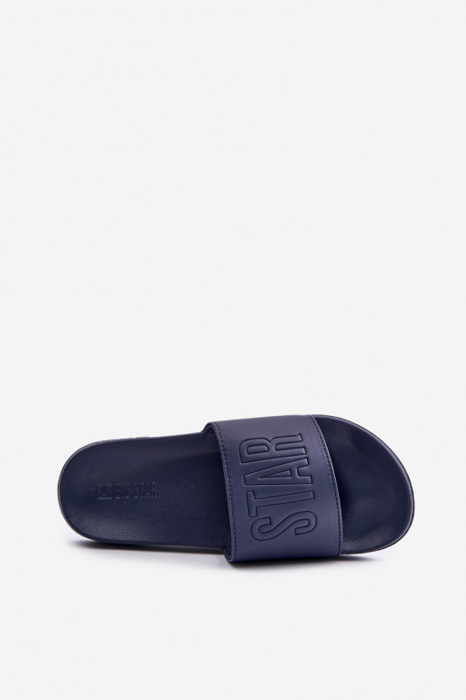 Lightweight Men's Flip Flops With Logo Big Star OO174031 Navy Blue