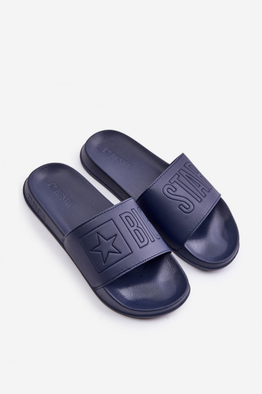 Lightweight Men's Flip Flops With Logo Big Star OO174031 Navy Blue