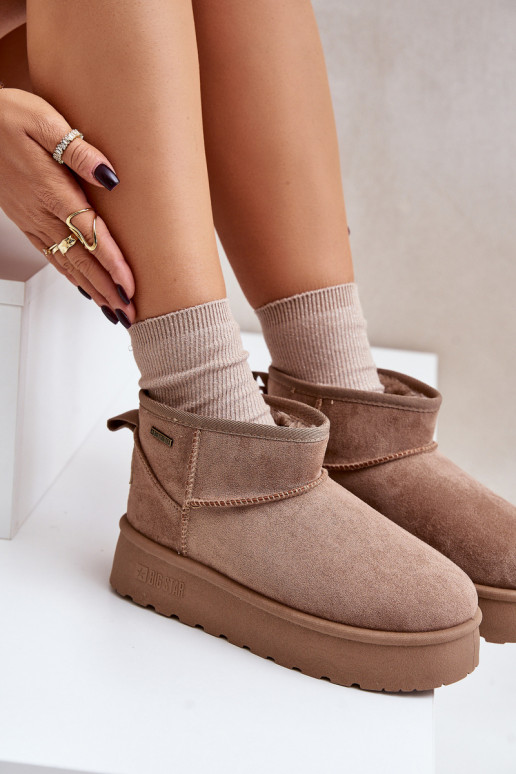 Low snow boots on platform Big Star OO274A100 beige Low snow boots on platform Big Star OO274A100 beige