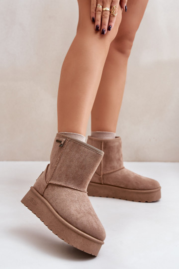 High Women's Snow Boots on Platform Big Star OO274A097 Beige 2