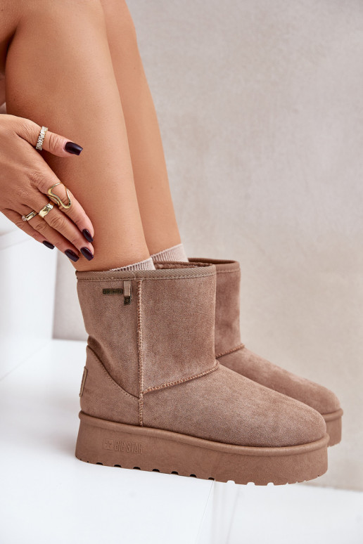 High Women's Snow Boots on Platform Big Star OO274A097 Beige High Women's Snow Boots on Platform Big Star OO274A097 Beige