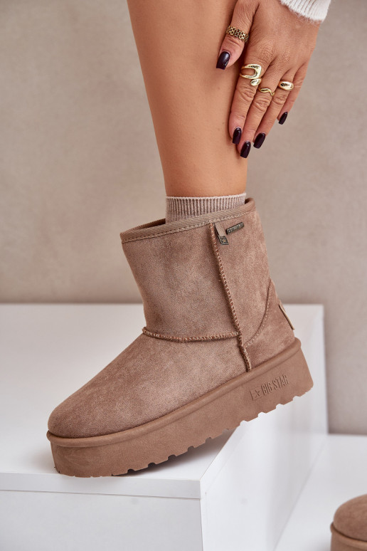 High Women's Snow Boots on Platform Big Star OO274A097 Beige High Women's Snow Boots on Platform Big Star OO274A097 Beige