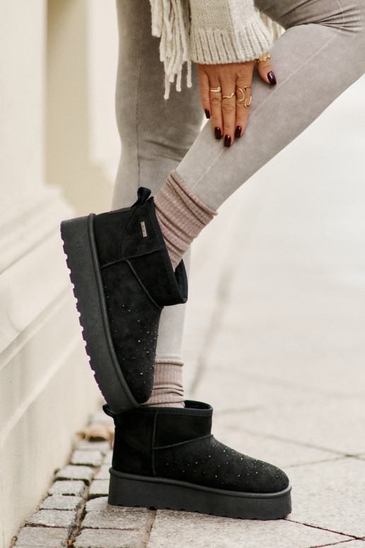 Śniegowce Ze Zdobieniem Na Platformie Big Star OO274A105 Czarne