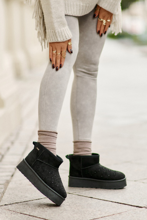 Śniegowce Ze Zdobieniem Na Platformie Big Star OO274A105 Czarne