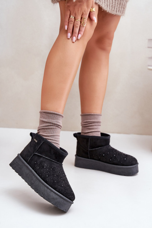 Śniegowce Ze Zdobieniem Na Platformie Big Star OO274A105 Czarne