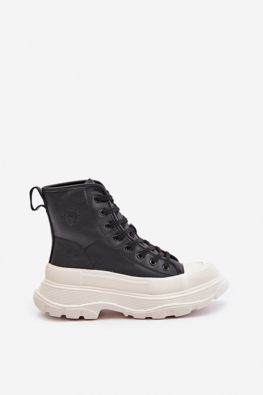 Leather Insulated Sneakers On Massive... Leather Insulated Sneakers On Massive...