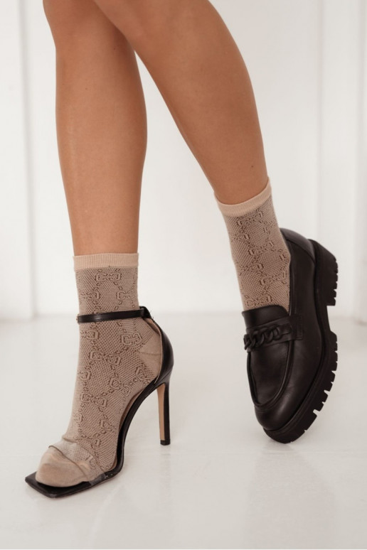 Wzorzyste Skarpetki Damskie Beżowe Wzorzyste Skarpetki Damskie Beżowe