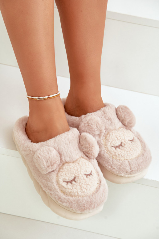 Warm Fur Slippers Women Beige Jozelinetta