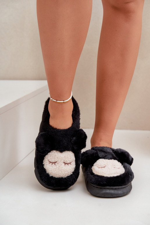 Warm Fur Slippers Women Black Jozelinetta
