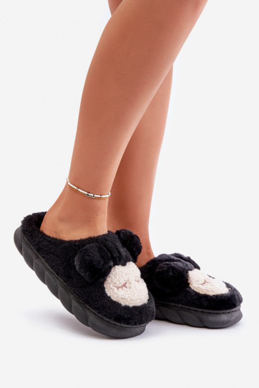 Warm Fur Slippers Women Black Jozelinetta