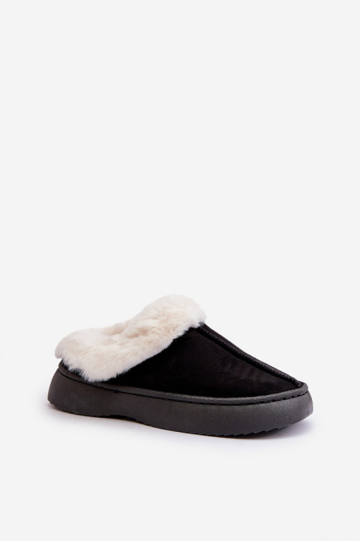 Women's Slippers With Fur Black Zinntia