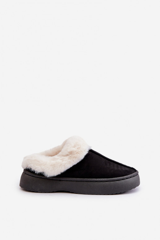 Women's Slippers With Fur Black Zinntia