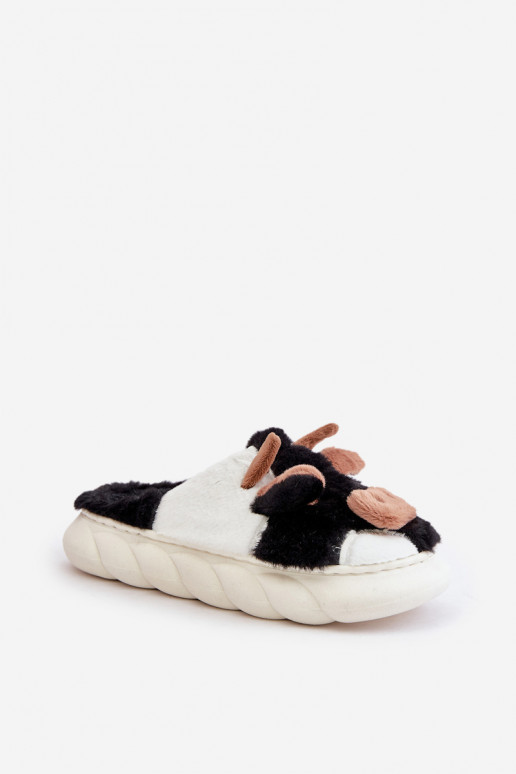 Women's black fur slippers cow Remiola Women's black fur slippers cow Remiola
