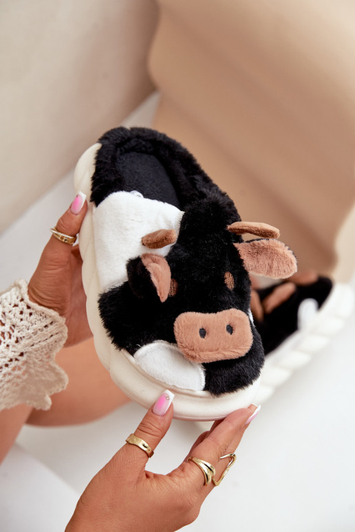 Women's black fur slippers cow Remiola Women's black fur slippers cow Remiola