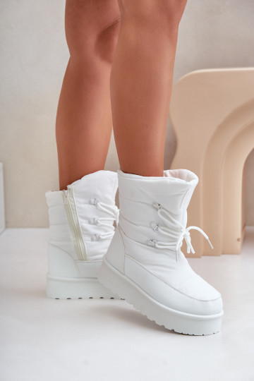 Snow boots on platform with zipper Big Star OO274886 White 2