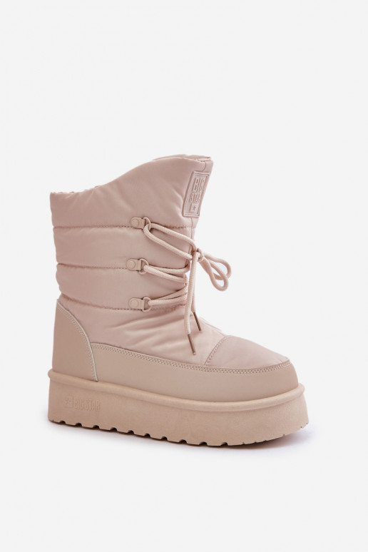 Snow Boots On Platform With Zipper Big Star OO274885 Beige