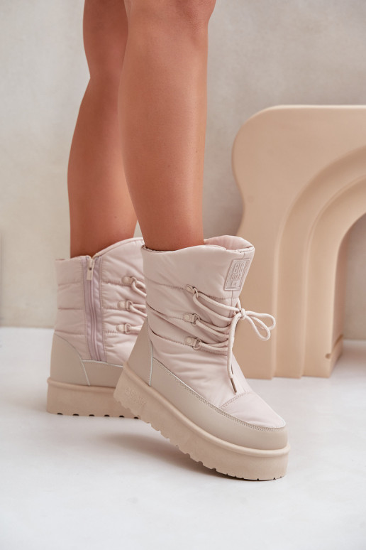 Snow Boots On Platform With Zipper Big Star OO274885 Beige