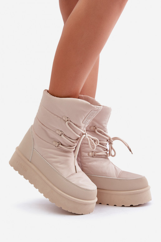 Snow Boots On Platform With Zipper Big Star OO274885 Beige