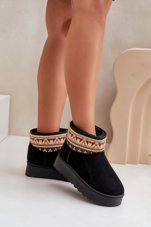 Women's Snow Boots With Pattern On Platform Black Avatharia Women's Snow Boots With Pattern On Platform Black Avatharia