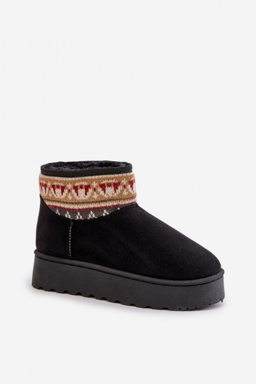 Women's Snow Boots With Pattern On Platform Black Avatharia Women's Snow Boots With Pattern On Platform Black Avatharia