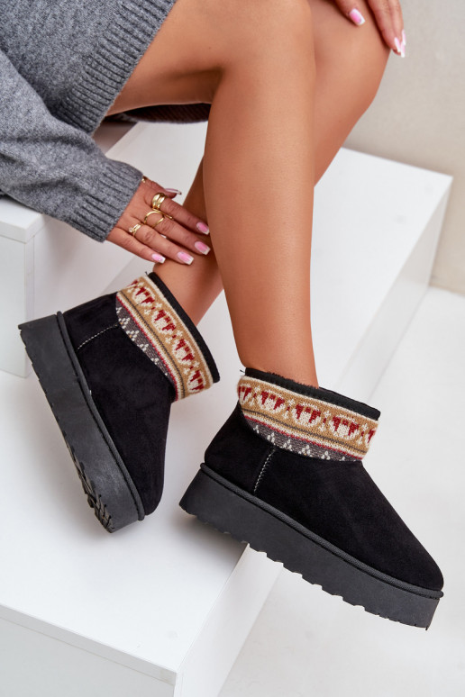 Women's Snow Boots With Pattern On Platform Black Avatharia Women's Snow Boots With Pattern On Platform Black Avatharia