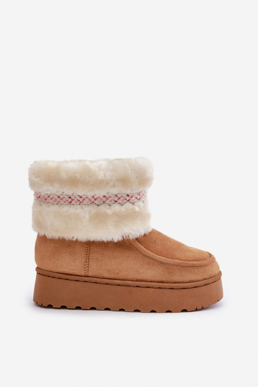 Women's Snow Boots On A Platform With Fur And Pattern Camel Deepanti Women's Snow Boots On A Platform With Fur And Pattern Camel Deepanti