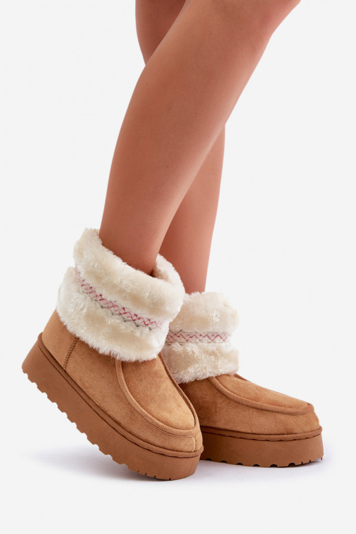 Women's Snow Boots On A Platform With Fur And Pattern Camel Deepanti Women's Snow Boots On A Platform With Fur And Pattern Camel Deepanti