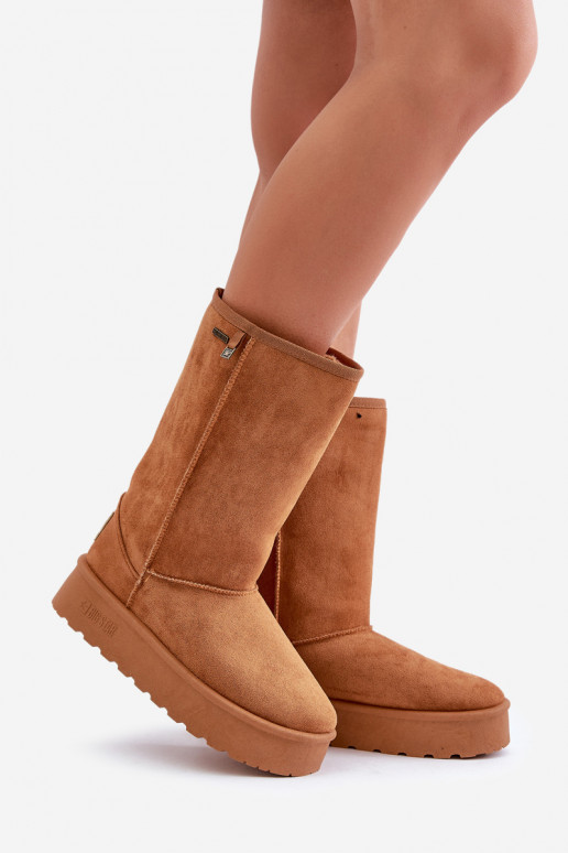 High Snow Boots On Platform Big Star OO274893 Camel High Snow Boots On Platform Big Star OO274893 Camel