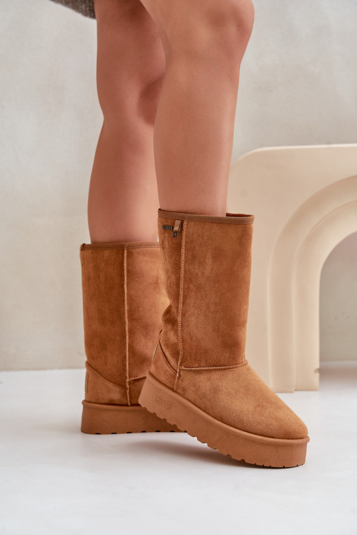 High Snow Boots On Platform Big Star OO274893 Camel High Snow Boots On Platform Big Star OO274893 Camel