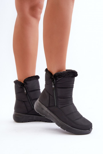 Women's Snow Boots With Zipper And Fur Black Dritane 2