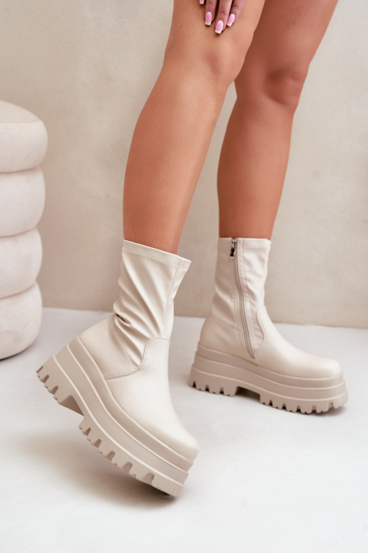 Boots On Massive Platform Light Beige Florinara Boots On Massive Platform Light Beige Florinara