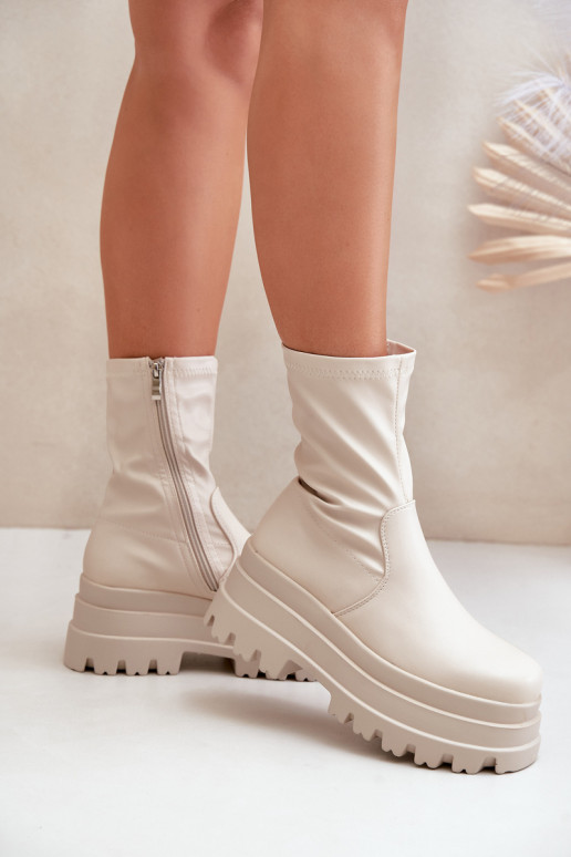 Boots On Massive Platform Light Beige Florinara Boots On Massive Platform Light Beige Florinara