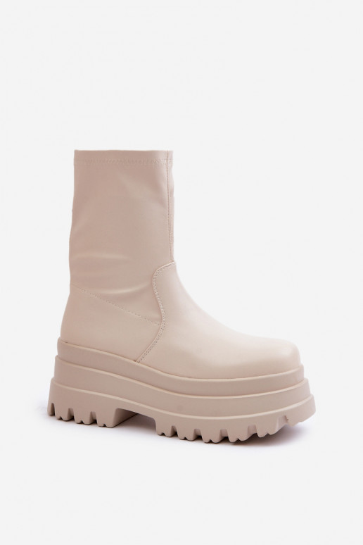 Boots On Massive Platform Light Beige Florinara Boots On Massive Platform Light Beige Florinara